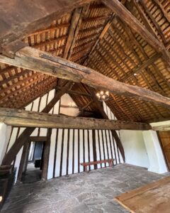 Interior of a cruck barn at Ryedale folk museum