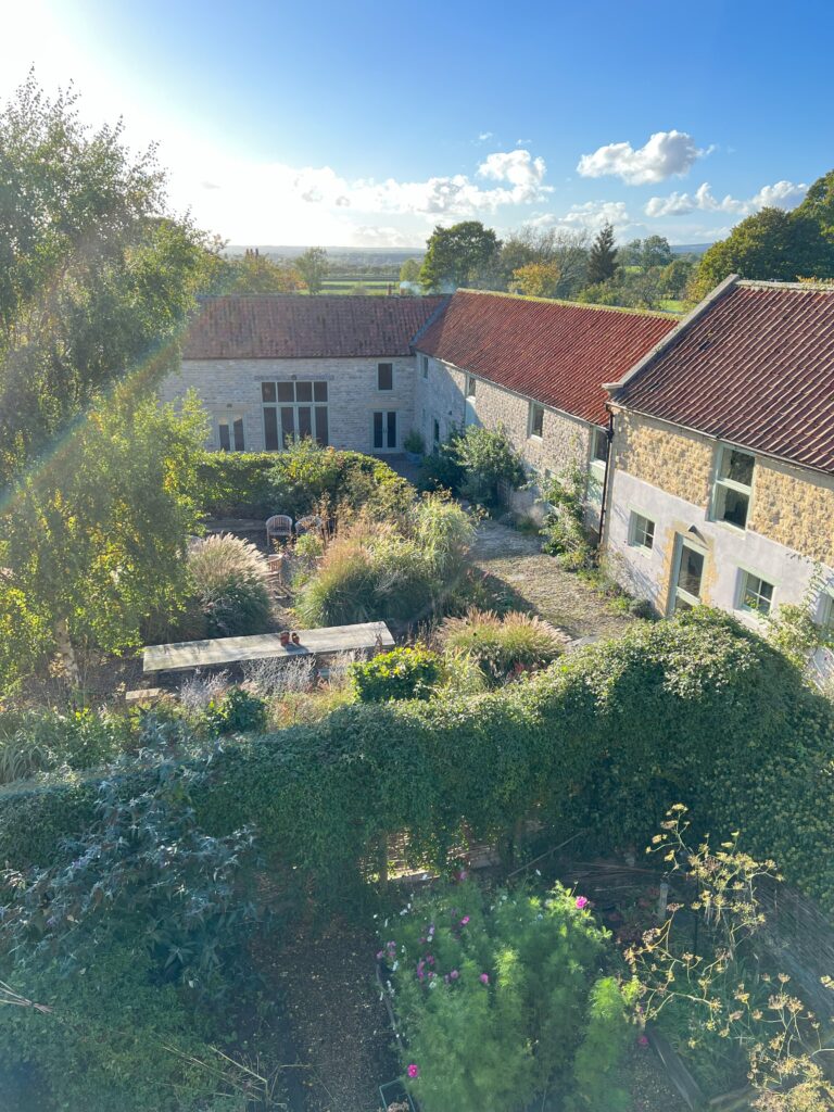 View of Long BArn courtyard in autumn sun