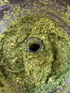 Wild garlic mix in food processor