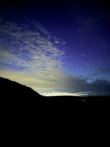 Blue back lit sky at night