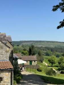 View from the Owl at Hawnby over green fields and trees