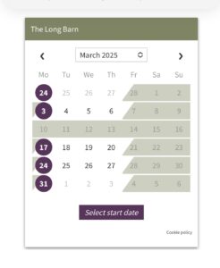 Calendar showing March weekends booked