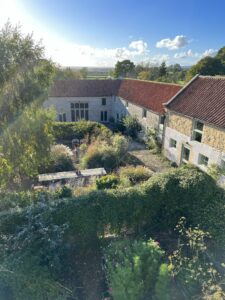 Courtyard of barn in summer sunshine